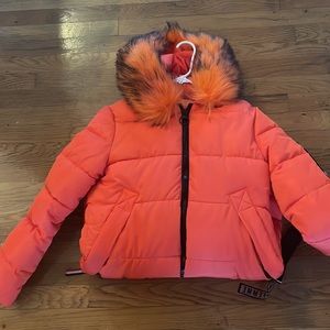 Long Orange Puffer Coat
